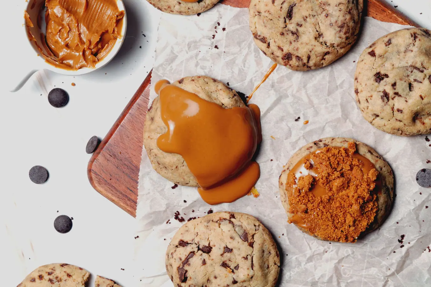 Chocolate chip cookies with Biscoff spread