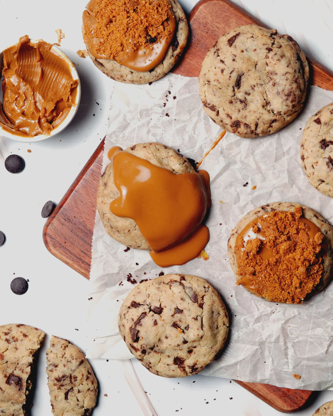 Chocolate chip cookies with Biscoff spread